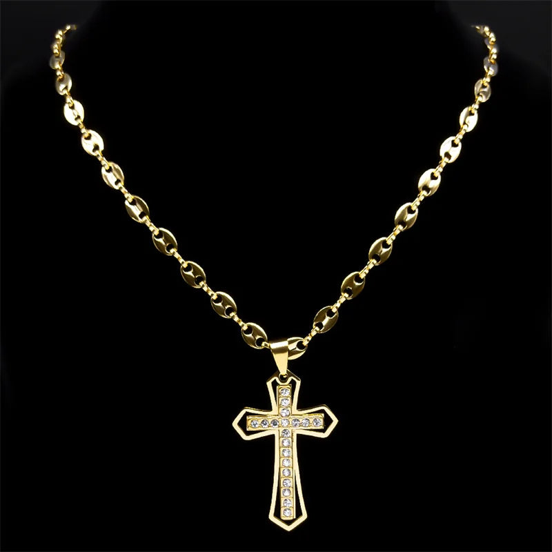 Colar Cruz Cristã Dourado