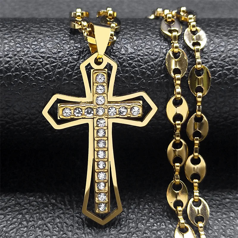 Colar Cruz Cristã Dourado