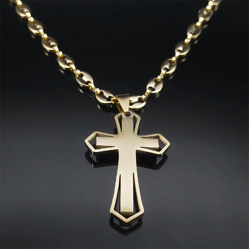 Colar Cruz Cristã Dourado